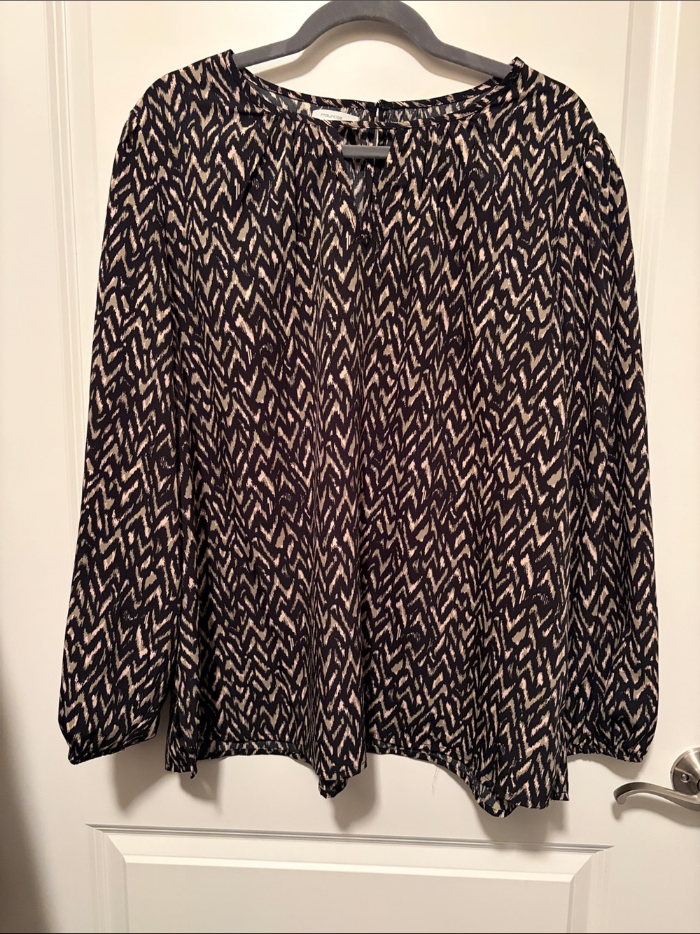 Maurices Black and Light Pink Abstract Print Blouse